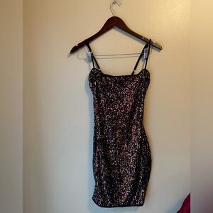 Vintage Y2K Stretchy Spaghetti Strap Sparkly Sequin Dress